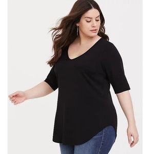 Torrid Black Stretch Challis  Tunic Tee